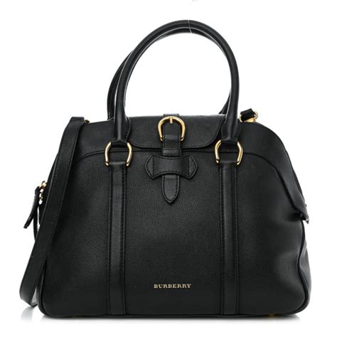 BURBERRY Derby Calfskin Medium Milverton Satchel Black 